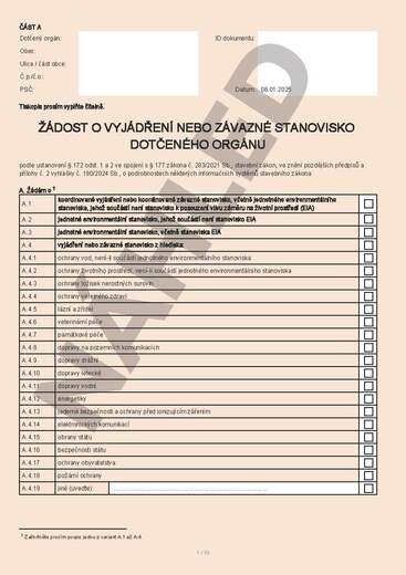 Žádost o vyjádření nebo závazné stanovisko dotčeného orgánu_Strá